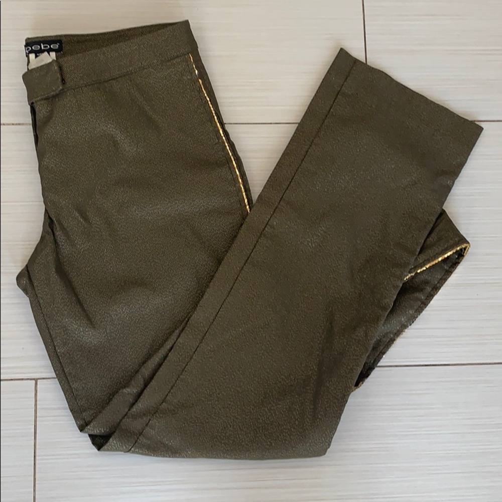 Vintage Y2K Bebe Olive Bootcut Pants w/ Gold Sequin Detail Size 10